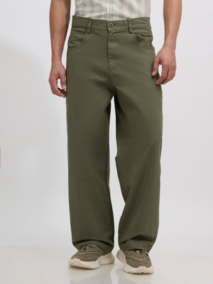 men's moss green supper baggy fit from cotton and lycra blend.