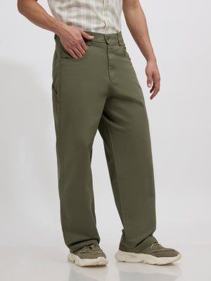 men's moss green supper baggy fit from cotton and lycra blend.