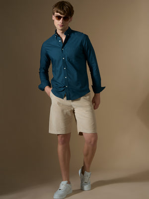 men's beige corduroy shorts made from pure cotton.