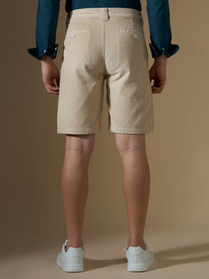men's beige corduroy shorts made from pure cotton.