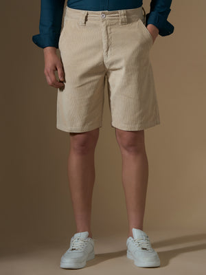 men's beige corduroy shorts made from pure cotton.