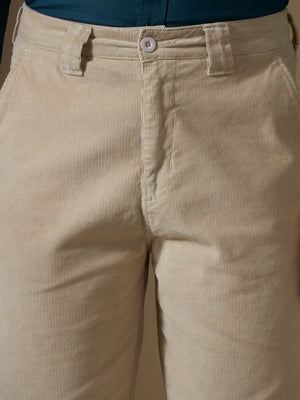 men's beige corduroy shorts made from pure cotton.