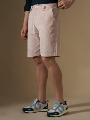 men's beige corduroy shorts made from pure cotton.