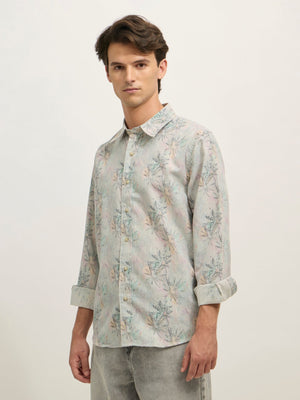 Westley - Regular Floral Printed Shirt - Green - Espanshe