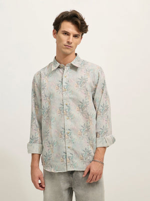 Westley - Regular Floral Printed Shirt - Green - Espanshe
