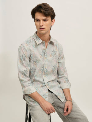 Westley - Regular Floral Printed Shirt - Green - Espanshe