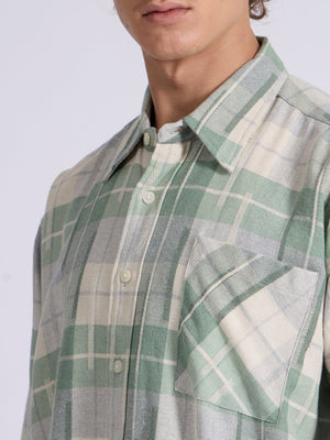 Talbot - Drop Shoulder Checks Shirt - Light Green - Espanshe