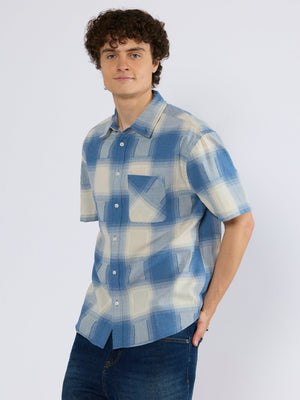 Orvar - Half Sleeve Checks Shirt - Blue - Espanshe