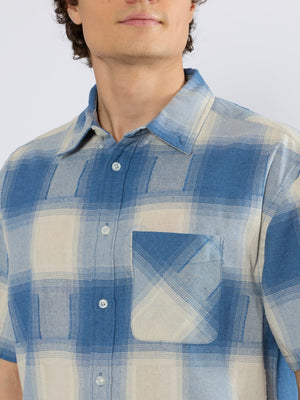 Orvar - Half Sleeve Checks Shirt - Blue - Espanshe