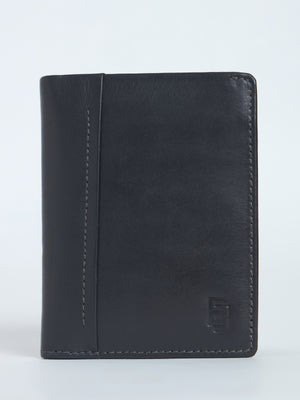 Men's Card Holder Leather Wallet with ID Window - Grey