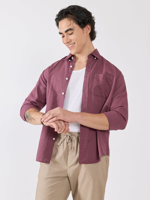Taloko - Relaxed Linen Shirt - Mauve - Espanshe