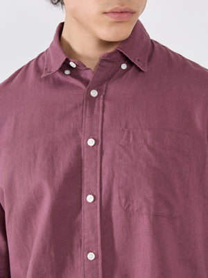 Men's Relaxed Linen Shirt - mauve