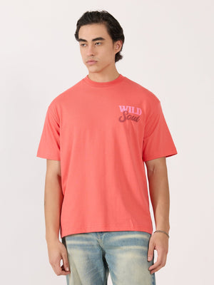 Sheldon - Wild Soul Graphic Neon Peach Loose Fit T-Shirt - Espanshe