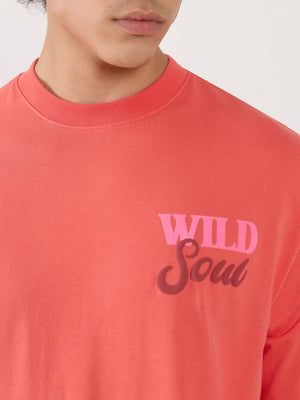Sheldon - Wild Soul Graphic Neon Peach Loose Fit T-Shirt - Espanshe