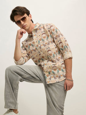 Westley - Regular Floral Printed Shirt - Brown - Espanshe