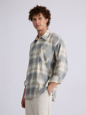 Talbot - Drop Shoulder Checks Shirt - Grey - Espanshe
