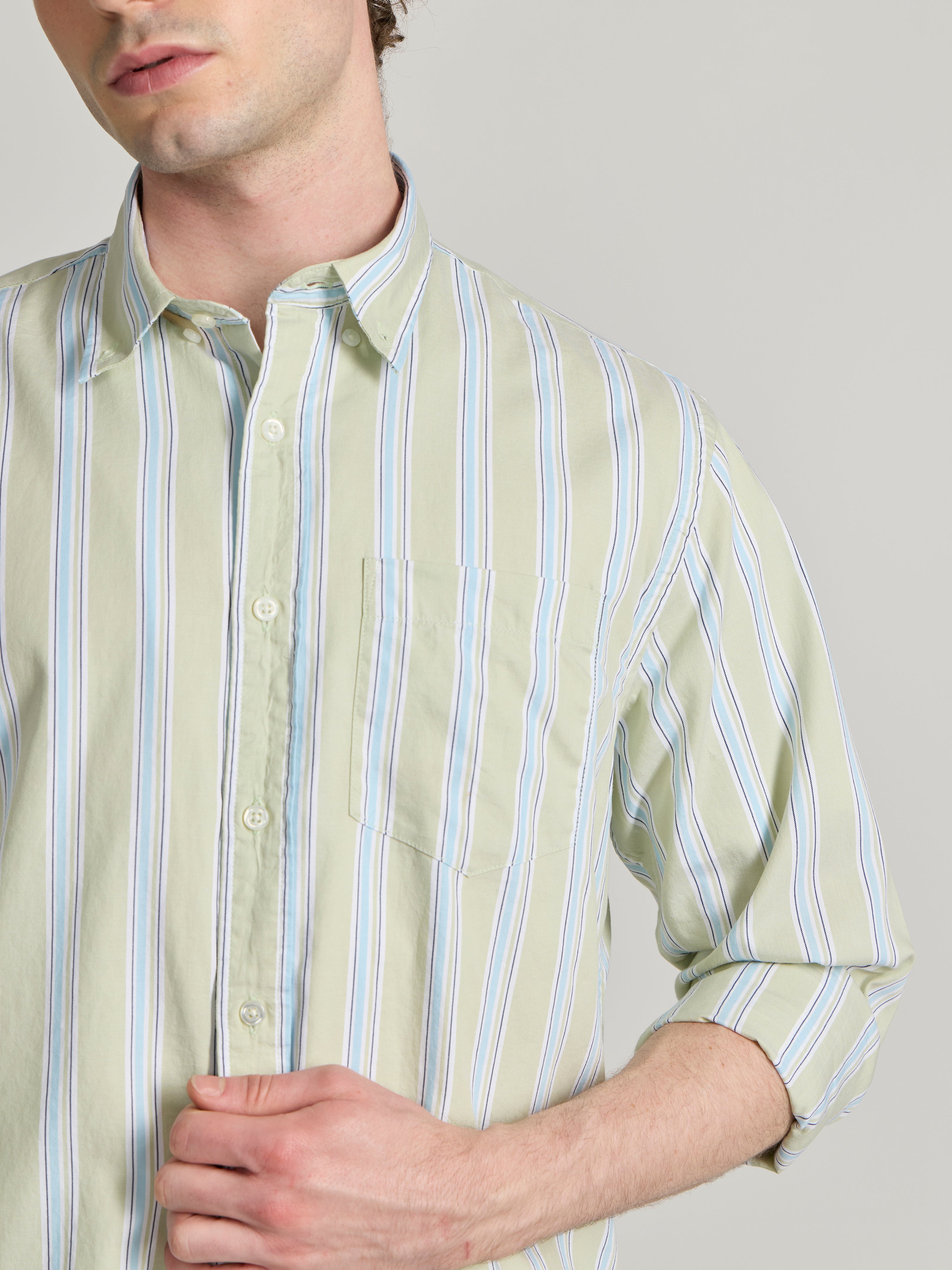 Men's Striped Shirt in light green