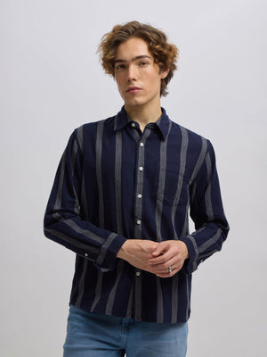 Mosty - Regular fit striped shirt - Navy Blue - Espanshe