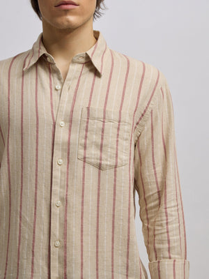 Mosty - Regular fit striped shirt - Beige Rose - Espanshe