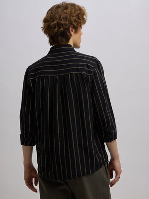 Mosty - Regular fit striped shirt - Black - Espanshe