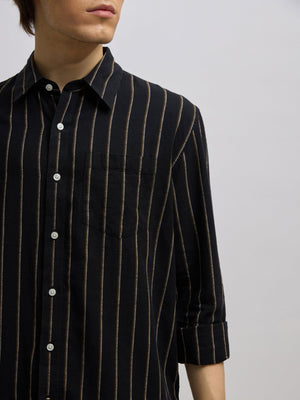Mosty - Regular fit striped shirt - Black - Espanshe