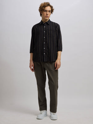 Mosty - Regular fit striped shirt - Black - Espanshe