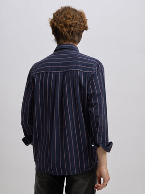 Mosty - Regular fit striped shirt - Navy Rose - Espanshe