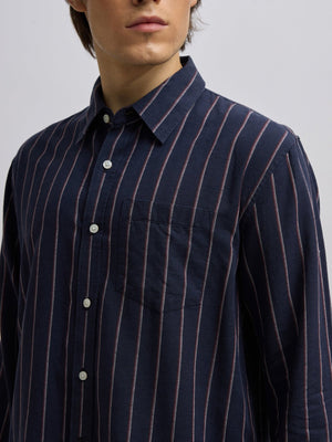 Mosty - Regular fit striped shirt - Navy Rose - Espanshe