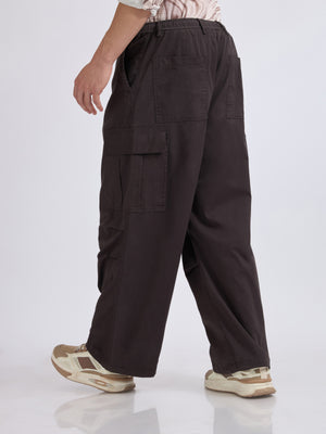 men's parachute cargo pants in ash color