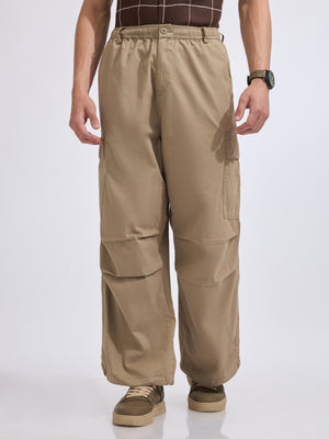 men's parachute cargo pants in chikku color