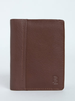 Card Holder Leather Wallet with ID Window - brown