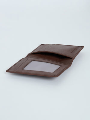 Card Holder Leather Wallet with ID Window - brown