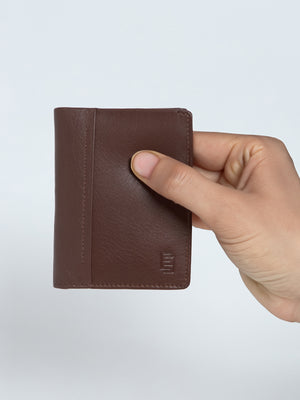Card Holder Leather Wallet with ID Window - brown