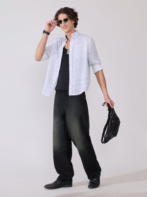 Nefilo - Oxford Printed Shirt - White - Espanshe
