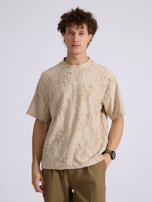 men's Distressed T Shirt in Fawn