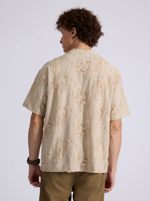 men's Distressed T Shirt in Fawn