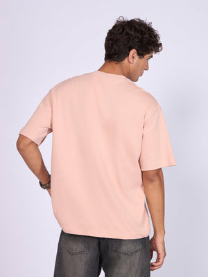 Trace - Bermuda Triangle Printed Loose Fit T-Shirt - Peach - Espanshe