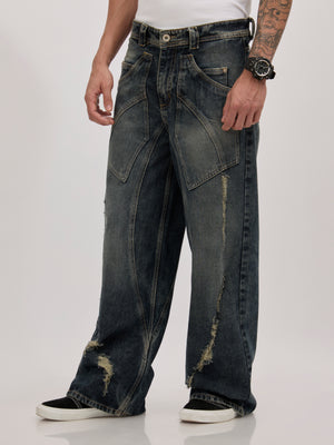 men's baggy fit jeans in blue shade