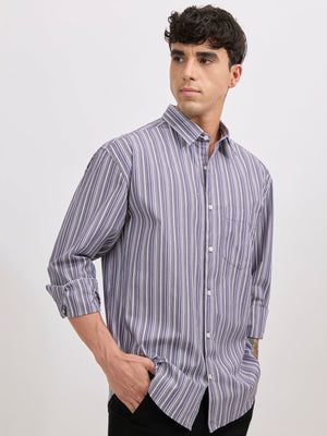 Veil - Cotton Oversized Striped shirt - Indigo - Espanshe