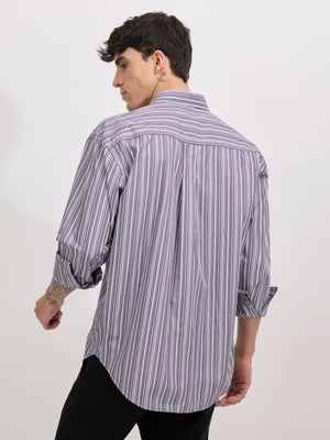 Veil - Cotton Oversized Striped shirt - Indigo - Espanshe