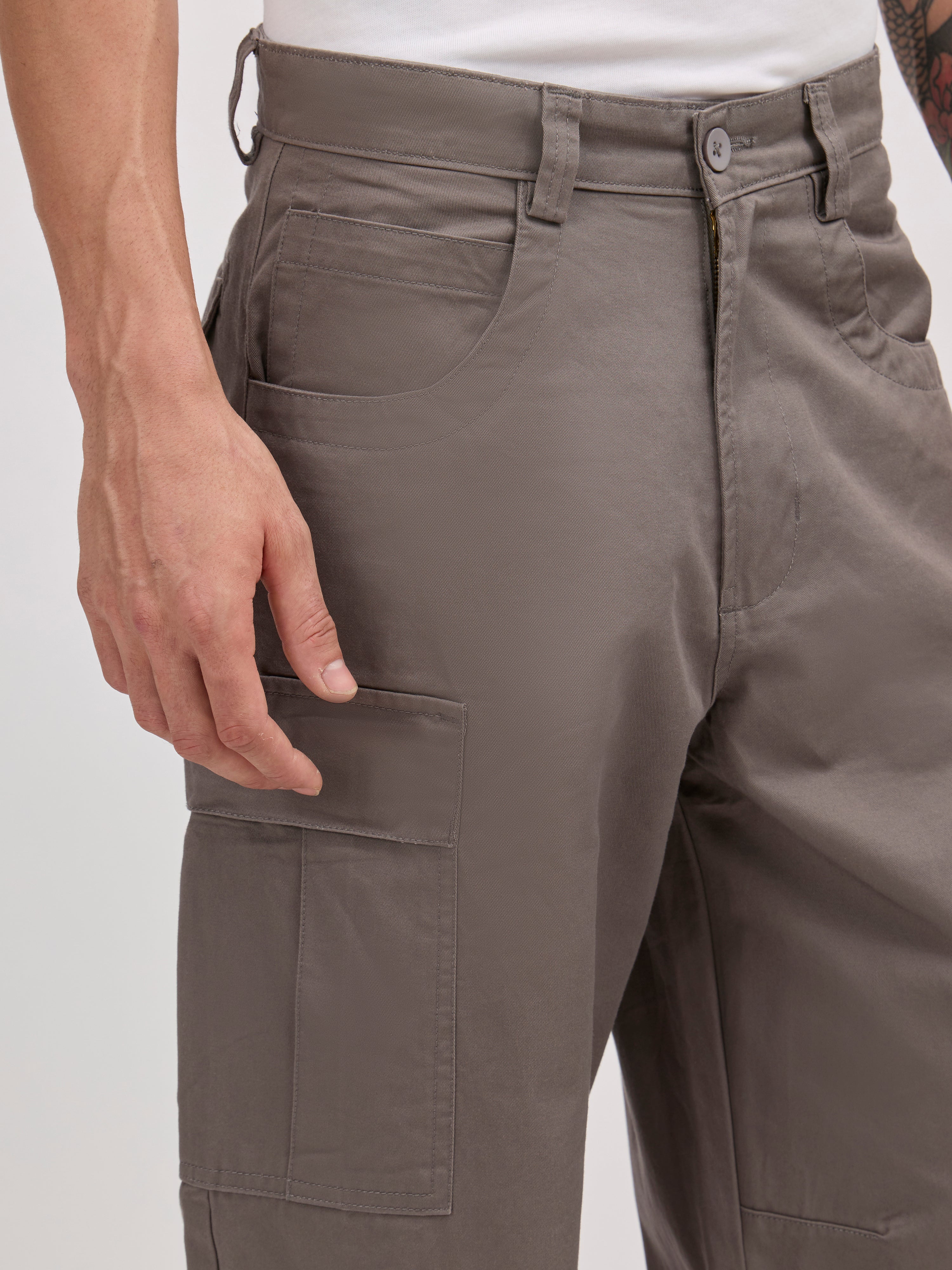 men's super baggy fit pant in dark grey color