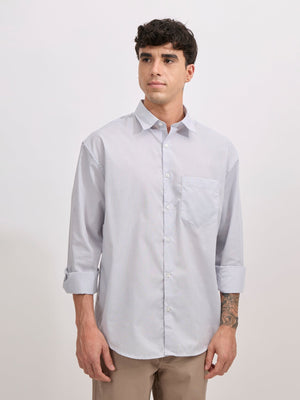 Veil - Cotton Oversized Striped shirt - Grey - Espanshe