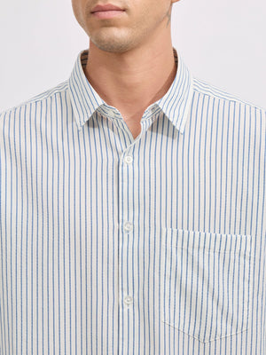 Veil - Cotton Oversized Striped shirt - Blue - Espanshe