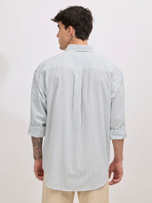 Veil - Cotton Oversized Striped shirt - Blue - Espanshe