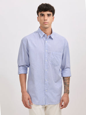 Veil - Cotton Oversized Striped shirt - Sky Veil - Cotton Oversized Stripe Blue - Espanshe