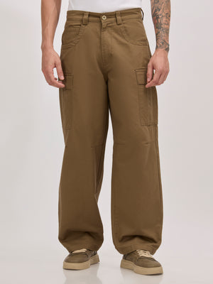 men's super baggy fit pant in khaki color