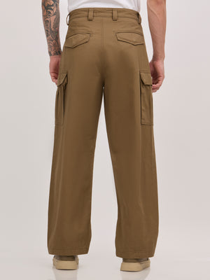 men's super baggy fit pant in khaki color