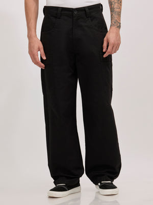 men's super baggy fit pant in black color