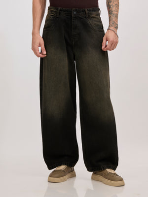 men's super baggy jeans in stained black