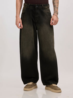 Pixel Rip - Faded Super Baggy Jeans - Black - Espanshe